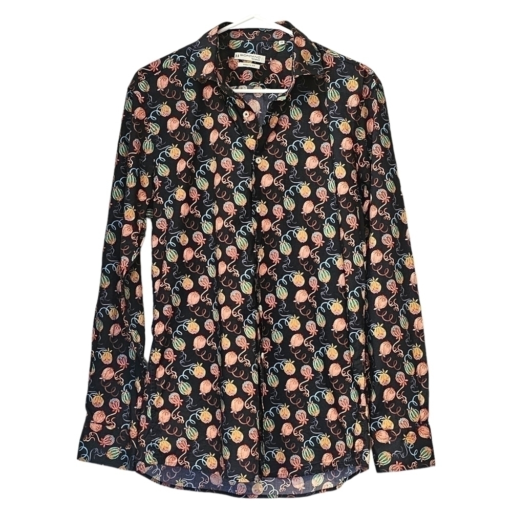 GIORDANO MAGGIORE SABRAS FRUIT PRINT NAVY SHIRT Size 39